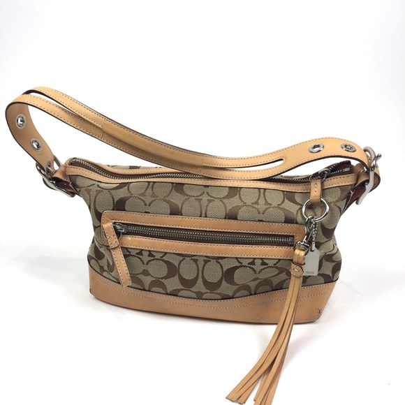 Coach Handbags - Coach Signature Shoulder Bag Canvas/Leather Small